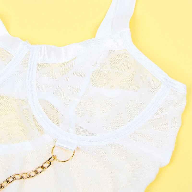 SUBBLIME - 954284 KÖRPER MIT KETTEN + STRUMPFGÜRTEL WEISS S/M - Vanelion Paradise
