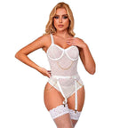 SUBBLIME - 954284 KÖRPER MIT KETTEN + STRUMPFGÜRTEL WEISS S/M - Vanelion Paradise