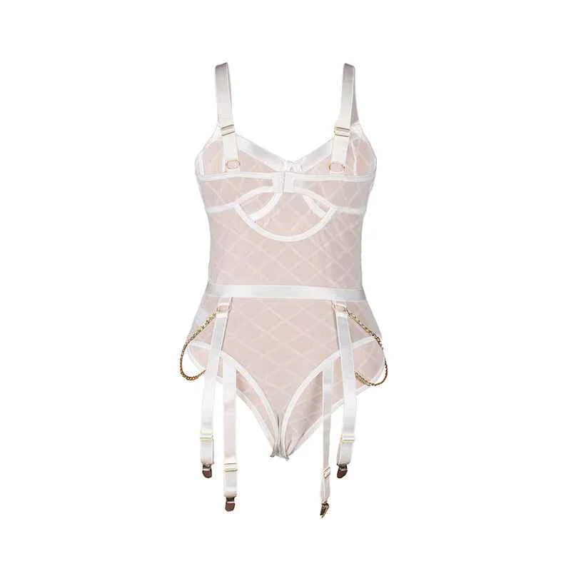 SUBBLIME - 954291 BODY MIT KETTEN + STRUMPFGÜRTEL WEISS L/XL - Vanelion Paradise