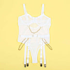 SUBBLIME - 954291 BODY MIT KETTEN + STRUMPFGÜRTEL WEISS L/XL - Vanelion Paradise