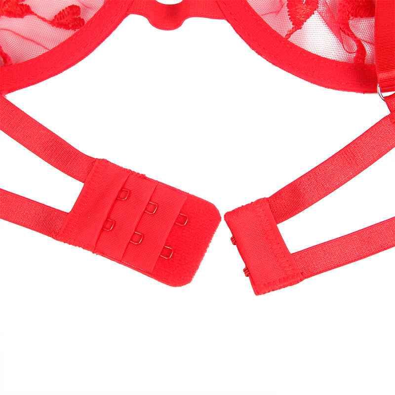 SUBBLIME - 954338 BH + STRING + STRUMPFGÜRTEL MIT HERZDRUCK ROT L/XL - Vanelion Paradise