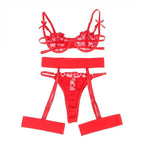 SUBBLIME - 954338 BH + STRING + STRUMPFGÜRTEL MIT HERZDRUCK ROT L/XL - Vanelion Paradise