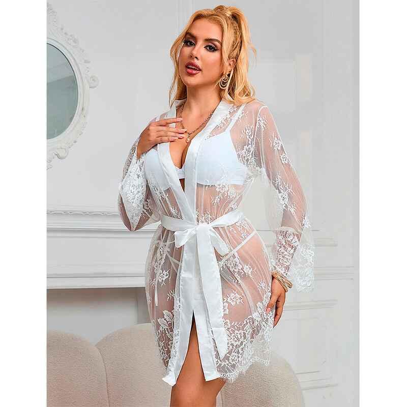 SUBBLIME - 954369 LANGÄRMELIGES NACHTHEMD MIT BLUMENMUSTER WEISS S/M - Vanelion Paradise