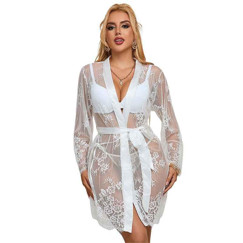 SUBBLIME - 954369 LANGÄRMELIGES NACHTHEMD MIT BLUMENMUSTER WEISS S/M - Vanelion Paradise