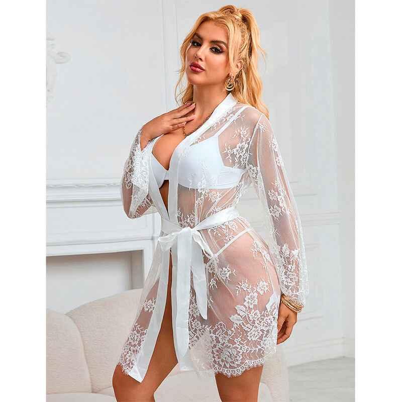 SUBBLIME - 954369 LANGÄRMELIGES NACHTHEMD MIT BLUMENMUSTER WEISS S/M - Vanelion Paradise