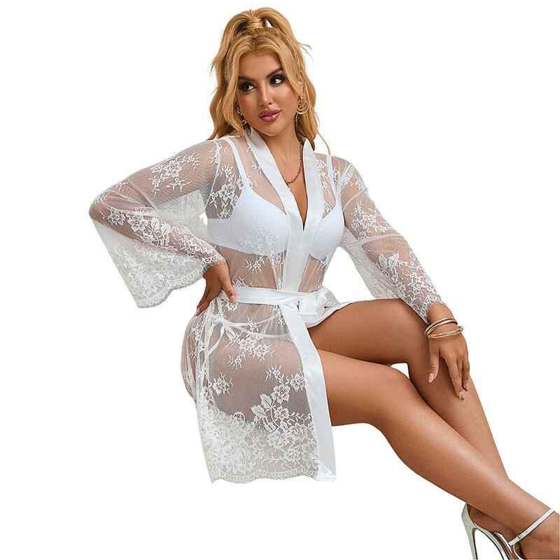 SUBBLIME - 954369 LANGÄRMELIGES NACHTHEMD MIT BLUMENMUSTER WEISS S/M - Vanelion Paradise