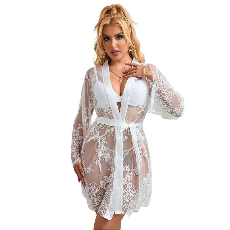 SUBBLIME - 954369 LANGÄRMELIGES NACHTHEMD MIT BLUMENMUSTER WEISS S/M - Vanelion Paradise