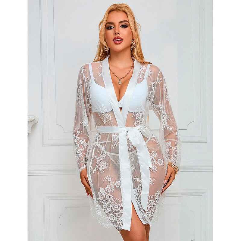 SUBBLIME - 954376 LANGÄRMELIGES NACHTHEMD MIT BLUMENMUSTER WEISS L/XL - Vanelion Paradise