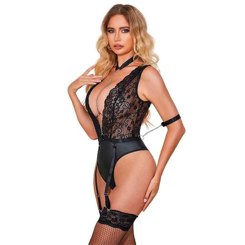 SUBBLIME - 954390 SEXY BODY MIT STRUMPFGÜRTEL SCHWARZ L/XL - Vanelion Paradise
