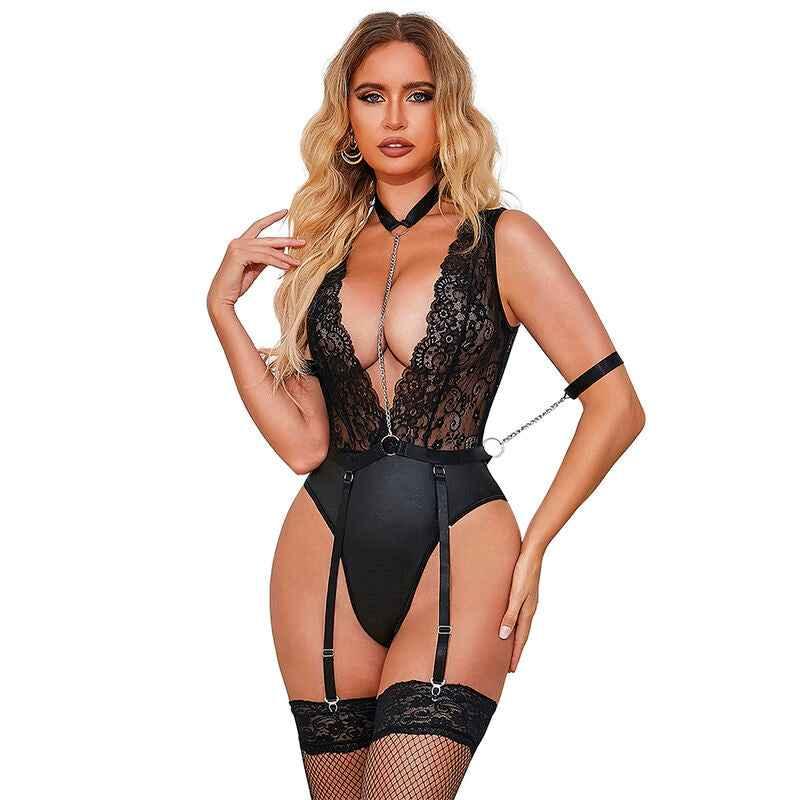 SUBBLIME - 954390 SEXY BODY MIT STRUMPFGÜRTEL SCHWARZ L/XL - Vanelion Paradise