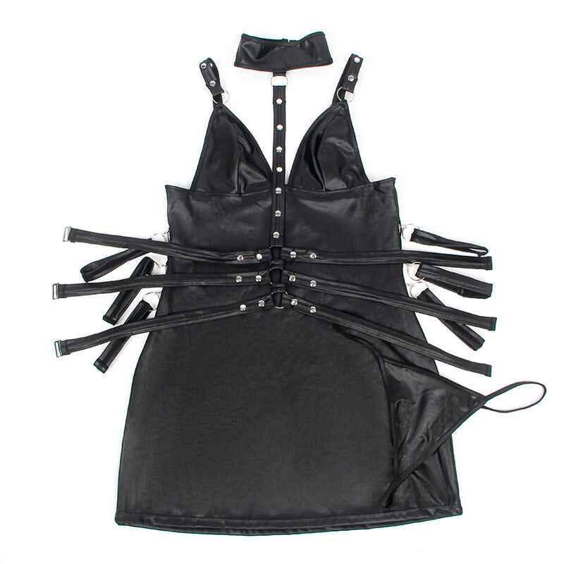 SUBBLIME - 954406 BONDAGE-KLEID AUS LEDER, SCHWARZ, S/M - Vanelion Paradise