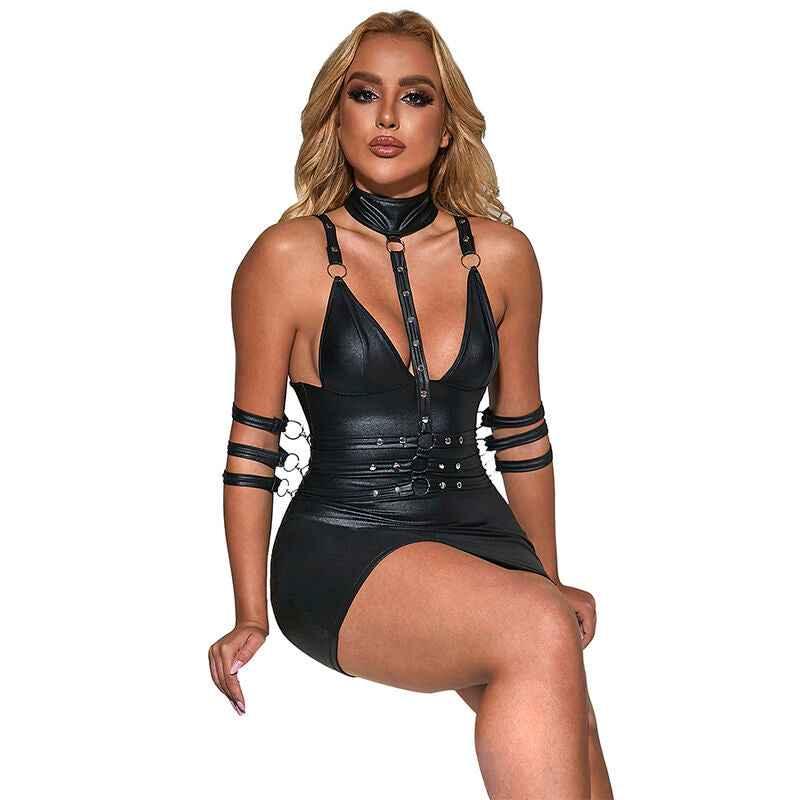 SUBBLIME - 954406 BONDAGE-KLEID AUS LEDER, SCHWARZ, S/M - Vanelion Paradise