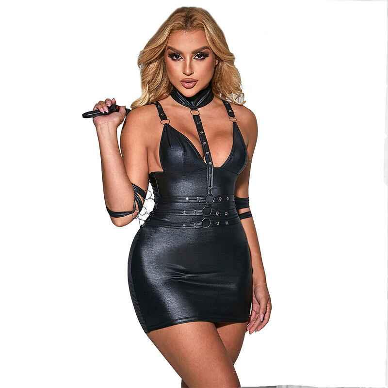 SUBBLIME - 954406 BONDAGE-KLEID AUS LEDER, SCHWARZ, S/M - Vanelion Paradise