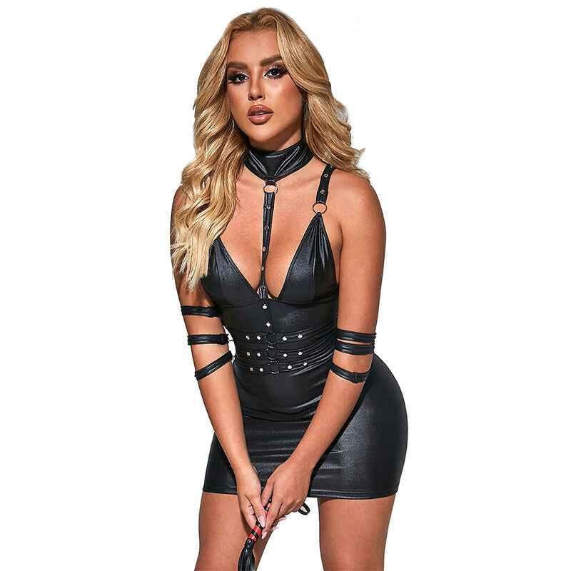SUBBLIME - 954406 BONDAGE-KLEID AUS LEDER, SCHWARZ, S/M - Vanelion Paradise