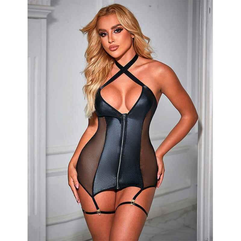 SUBBLIME - 954444 SEXY MESH KLEID LEDER SCHWARZ S/M - Vanelion Paradise