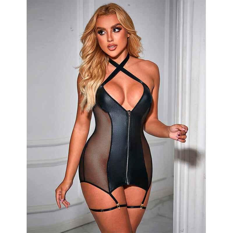 SUBBLIME - 954444 SEXY MESH KLEID LEDER SCHWARZ S/M - Vanelion Paradise