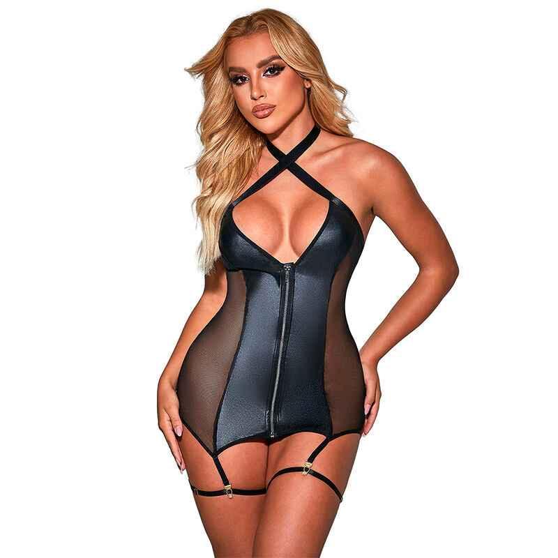 SUBBLIME - 954451 SEXY MESH KLEID LEDER SCHWARZ L/XL - Vanelion Paradise