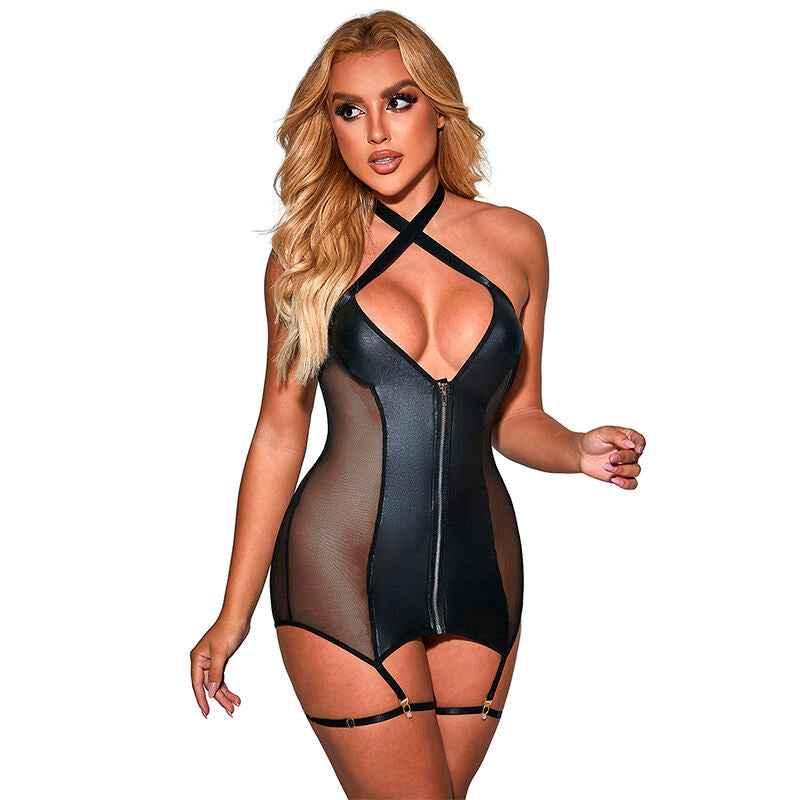 SUBBLIME - 954451 SEXY MESH KLEID LEDER SCHWARZ L/XL - Vanelion Paradise