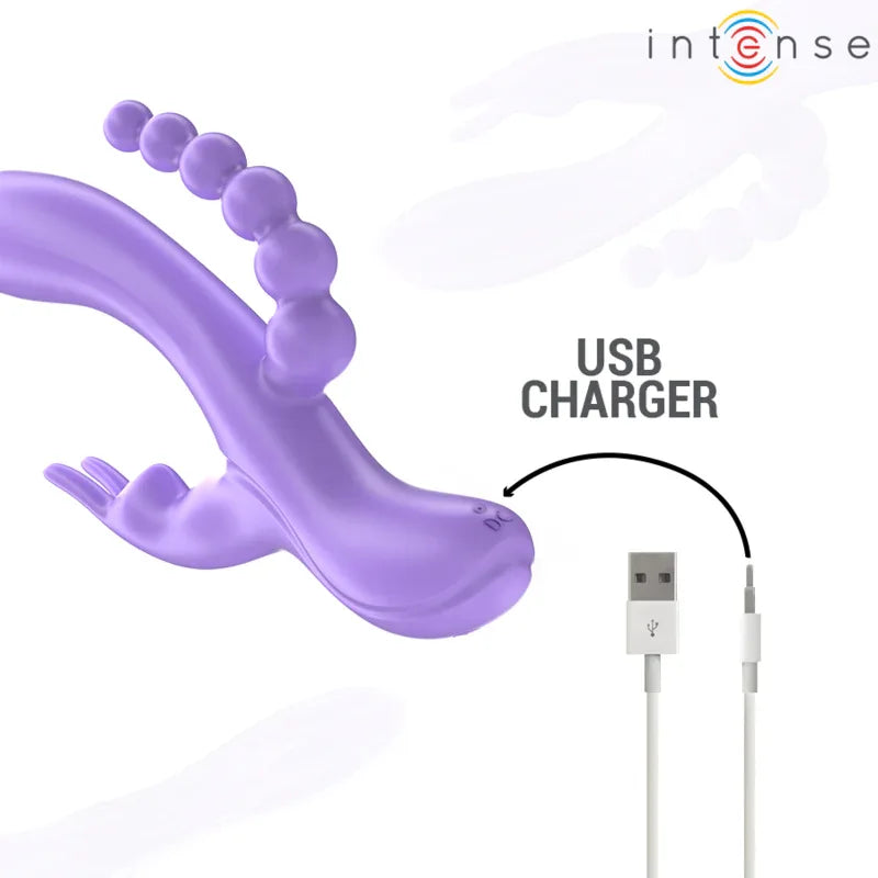 INTENSE - MIKO DREIFACHVIBRATOR RABBIT & STIMULATOR & ANAL 7 VIBRATIONEN LILA - Vanelion Paradise