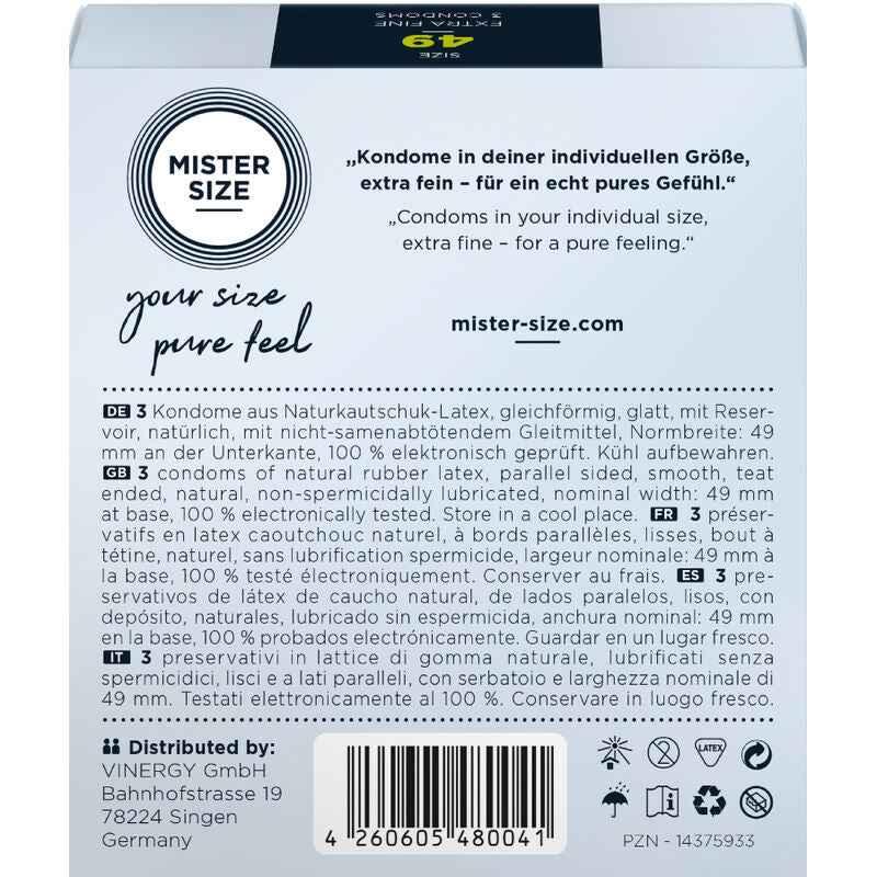 MISTER SIZE - KONDOMGRÖSSE S 49 MM (3 EINHEITEN) - Vanelion Paradise