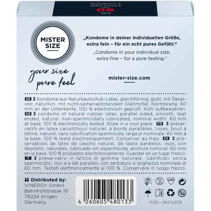 MISTER SIZE - KONDOMGRÖSSE XL 60 MM (3 EINHEITEN) - Vanelion Paradise
