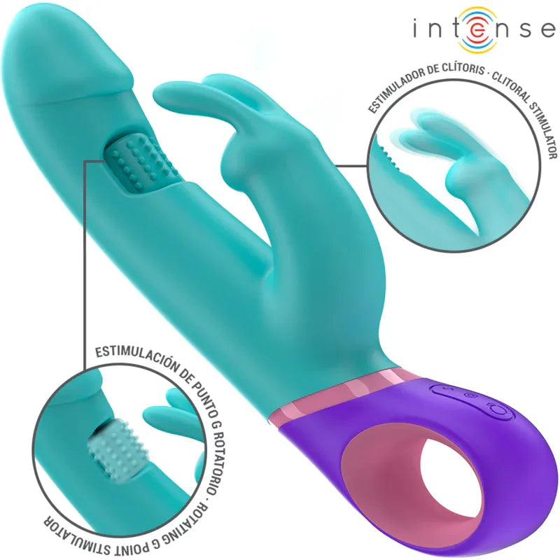 INTENSE - MONICA RABBIT VIBRATOR MIT ROTIERENDEM G-SPOT-STIMULATOR BLAU - Vanelion Paradise