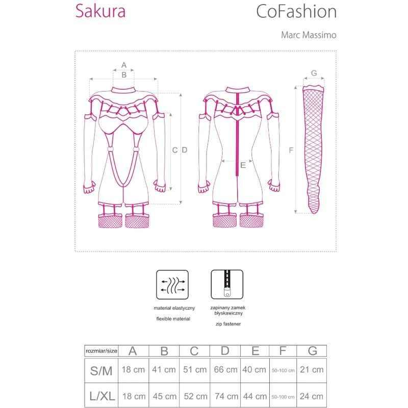 LIVCO CORSETTI FASHION - SAKURA CF 90357 JUMPSUIT + LANGE HANDSCHUHE + STRUMPFGÜRTEL SCHWARZ S/M - Vanelion Paradise