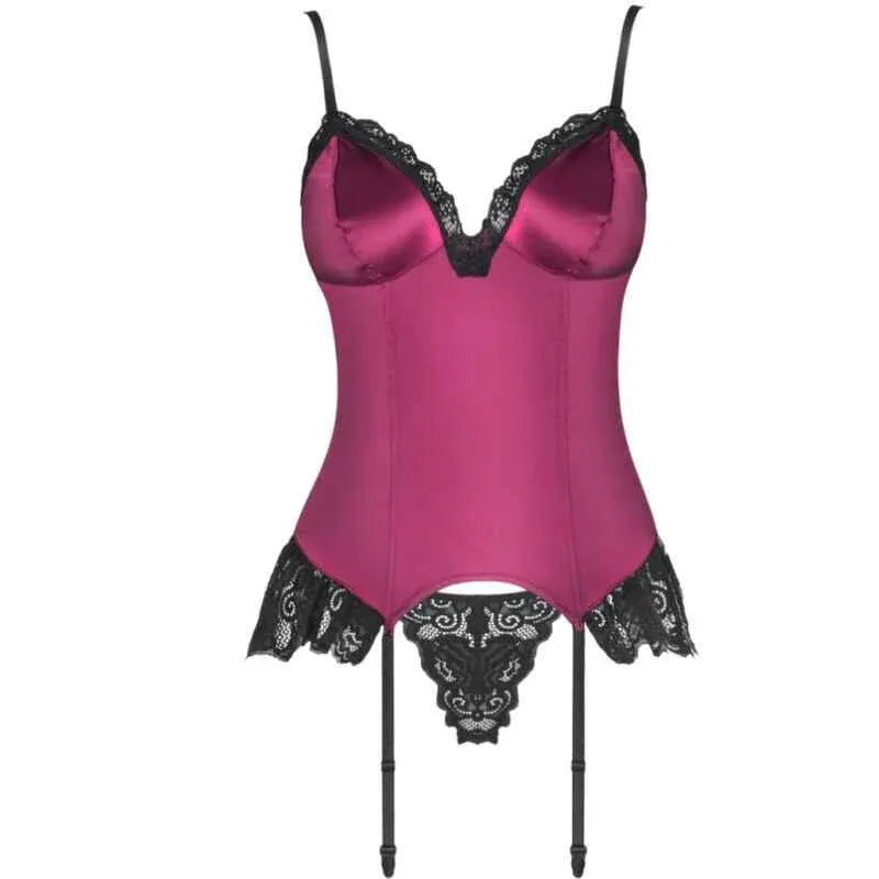 LIVCO CORSETTI FASHION - AGRAFENA CF 90436 KORSETT + TANGA BURGUNDER L/XL - Vanelion Paradise