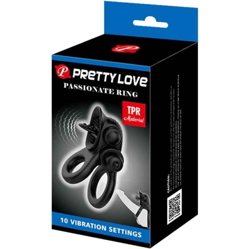 PRETTY LOVE - PASSIONATE RING DOPPELTER VIBRATIONSRING + KLITORIS-STIMULATOR SCHWARZ - Vanelion Paradise