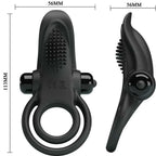 PRETTY LOVE - DOPPELTER VIBRATIONSRING + KLITORISSTIMULATOR 10 VIBRATIONEN SCHWARZ - Vanelion Paradise