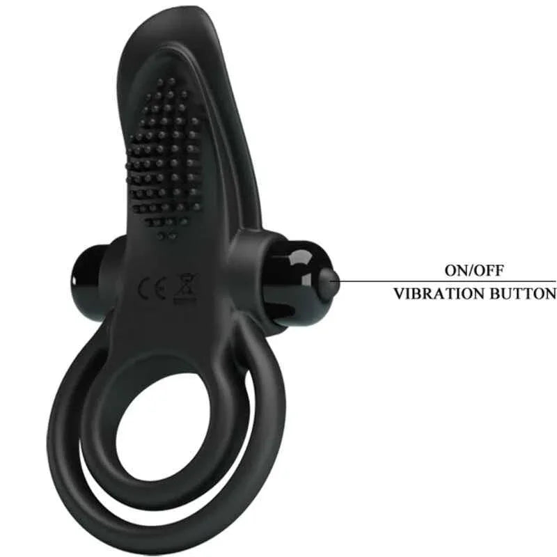 PRETTY LOVE - DOPPELTER VIBRATIONSRING + KLITORISSTIMULATOR 10 VIBRATIONEN SCHWARZ - Vanelion Paradise