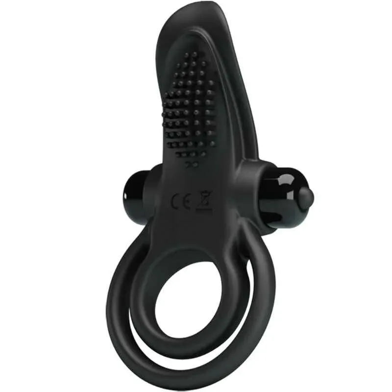 PRETTY LOVE - DOPPELTER VIBRATIONSRING + KLITORISSTIMULATOR 10 VIBRATIONEN SCHWARZ - Vanelion Paradise