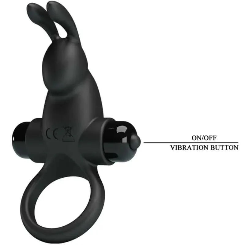 PRETTY LOVE - VIBRATIONSRING + RABBIT-KLITORIS-STIMULATOR 10 VIBRATIONEN SCHWARZ - Vanelion Paradise