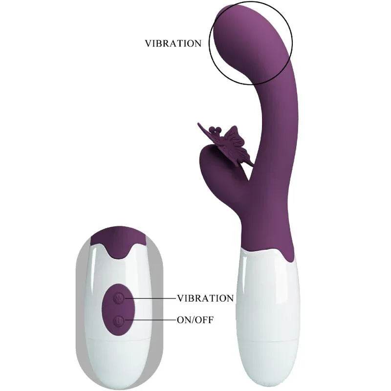 PRETTY LOVE - BUTTERFLY KISS RABBIT VIBRATOR & G-SPOT STIMULATOR LILA - Vanelion Paradise