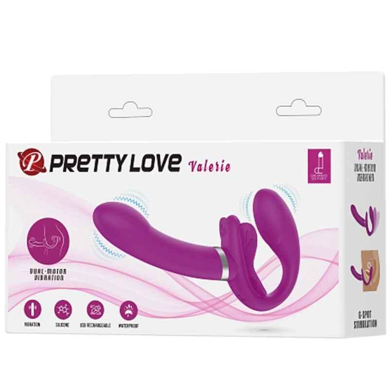 PRETTY LOVE - VALERIE DOPPEL-STRAP-ON-VIBRATOR 12 VIBRATIONEN LILA - Vanelion Paradise