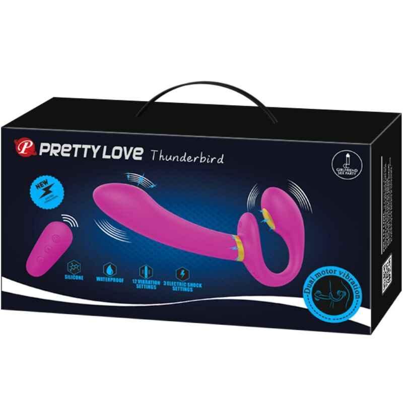 PRETTY LOVE - THUNDERBIRD DOPPELTER STRAP-ON-VIBRATOR MIT FERNBEDIENUNG LILA - Vanelion Paradise