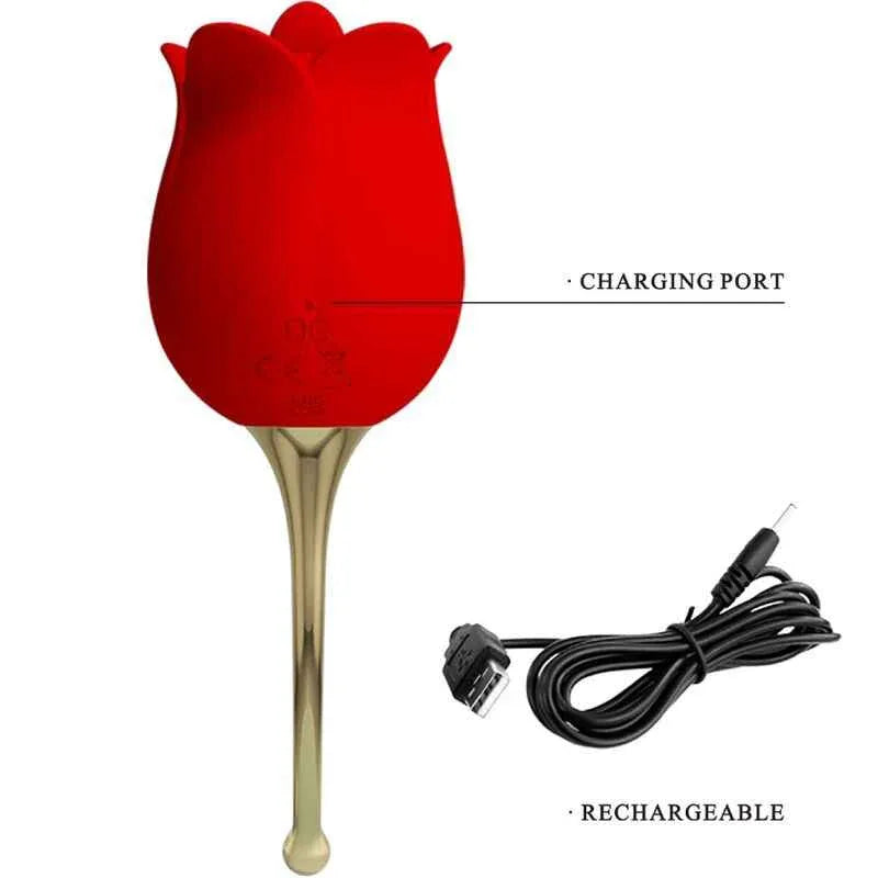 PRETTY LOVE - ROSE LOVER ROSE KLITORIS-STIMULATOR 12 VIBRATIONEN ROT - Vanelion Paradise