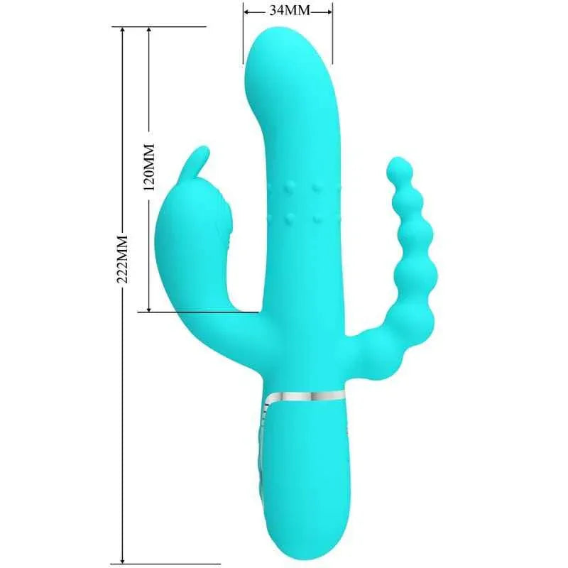 PRETTY LOVE - CAMMY 4 IN 1 MULTIFUNKTIONS-DREIFACHER RABBIT-VIBRATOR BLAU - Vanelion Paradise