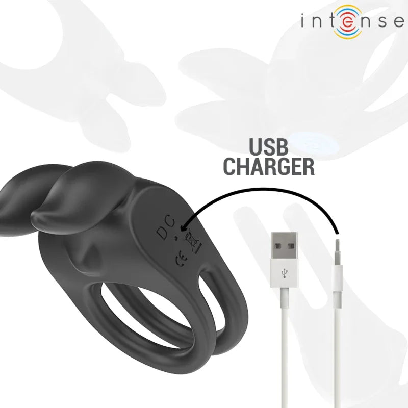 INTENSE - SAM VIBRATOR DOPPEL-PENISRING 10 VIBRATIONEN SCHWARZ - Vanelion Paradise