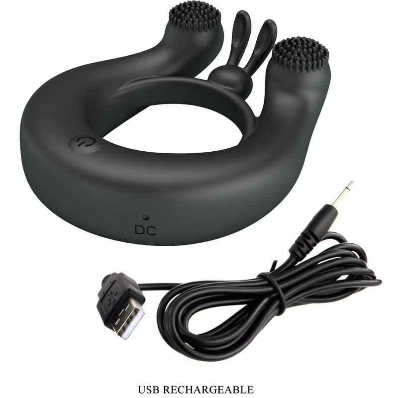 PRETTY LOVE - DAHLIA VIBRATIONSRING + KLITORISSTIMULATOR 12 VIBRATIONEN SCHWARZ - Vanelion Paradise