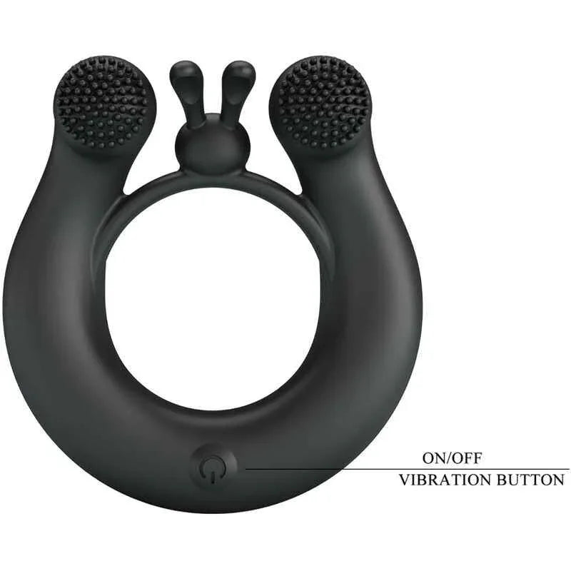 PRETTY LOVE - DAHLIA VIBRATIONSRING + KLITORISSTIMULATOR 12 VIBRATIONEN SCHWARZ - Vanelion Paradise