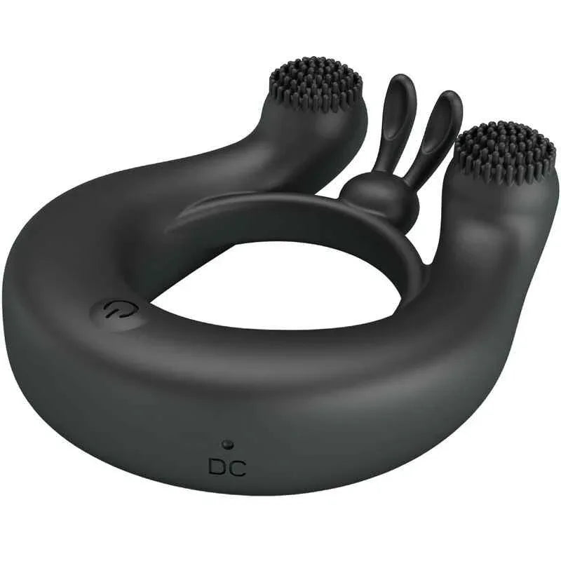 PRETTY LOVE - DAHLIA VIBRATIONSRING + KLITORISSTIMULATOR 12 VIBRATIONEN SCHWARZ - Vanelion Paradise