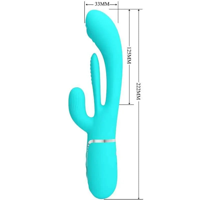 PRETTY LOVE - SHANIA TRIPLE RABBIT MULTIFUNKTIONSVIBRATOR 3 IN 1 BLAU - Vanelion Paradise