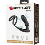 PRETTY LOVE - EMONI PENISRING + ANAL PLUG 12 VIBRATIONEN SCHWARZ - Vanelion Paradise
