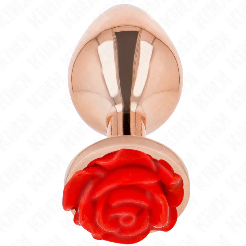 KINK - ROSA GOLDENER ANALSTECKER MIT ROTER ROSE L - Vanelion Paradise