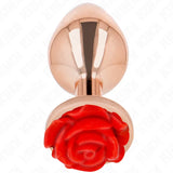 KINK - ROSA GOLDENER ANALSTECKER MIT ROTER ROSE L - Vanelion Paradise