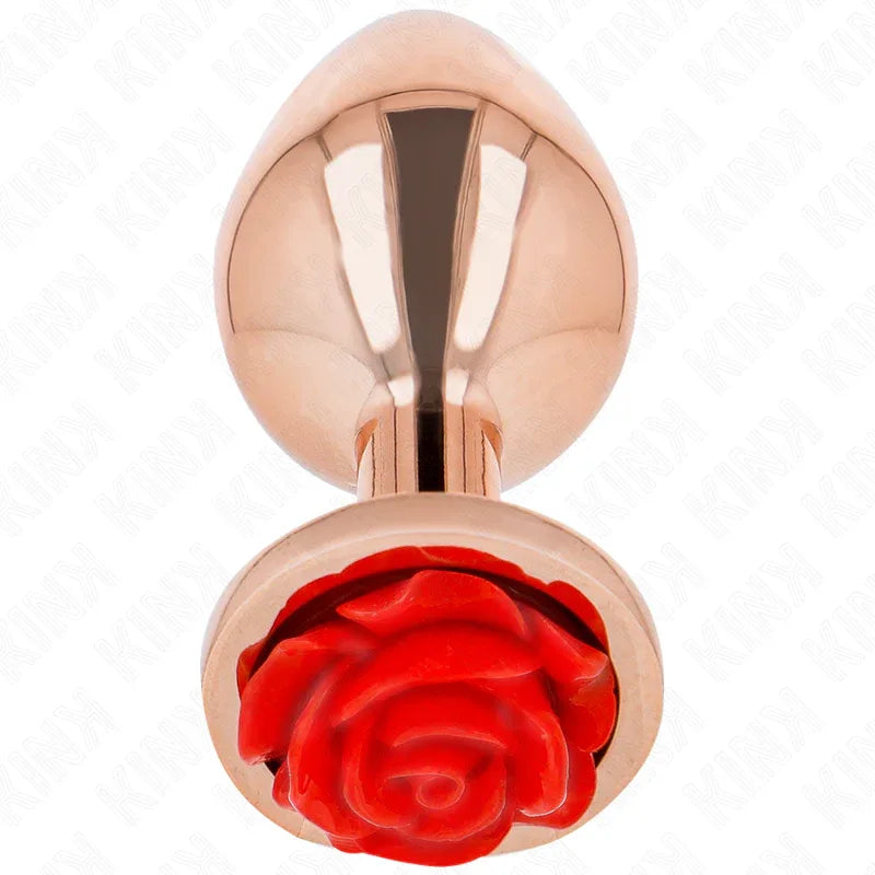 KINK - ROSA GOLDENER ANALSTECKER MIT ROTER ROSE M - Vanelion Paradise