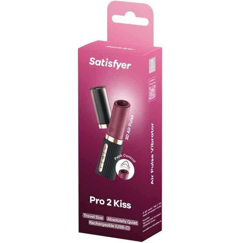SATISFYER - PRO 2 KISS WAVE KLITORIS-STIMULATOR GRANAT / SCHWARZ - Vanelion Paradise