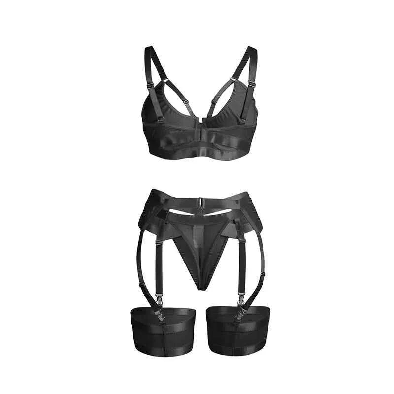 SUBBLIME - 955243 SCHWARZER BONDAGE-BH MIT STRUMPFBAND-SET L/XL - Vanelion Paradise