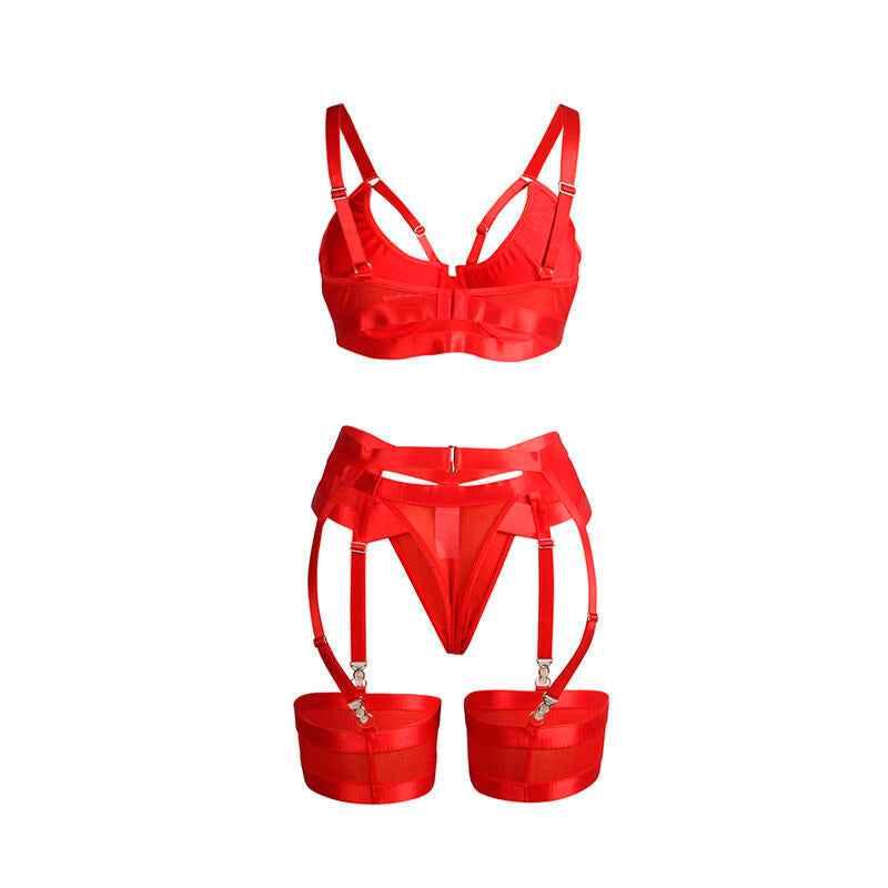 SUBBLIME - 955250 ROTER BONDAGE-BH MIT STRUMPFBAND-SET S/M - Vanelion Paradise
